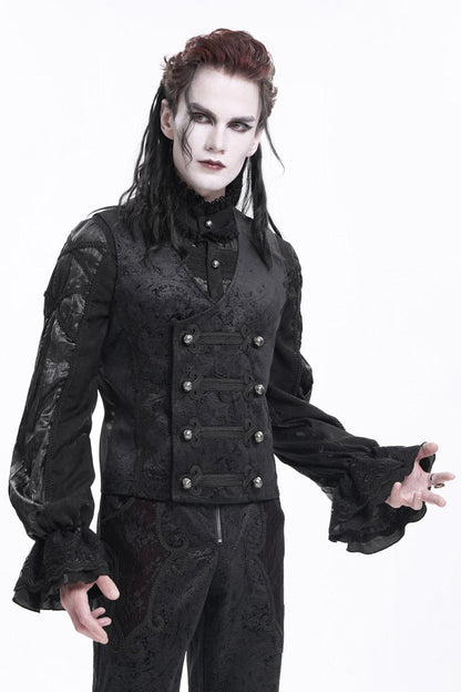 No-Sleeve Floral Buckle Men's Gothic Waistcoat