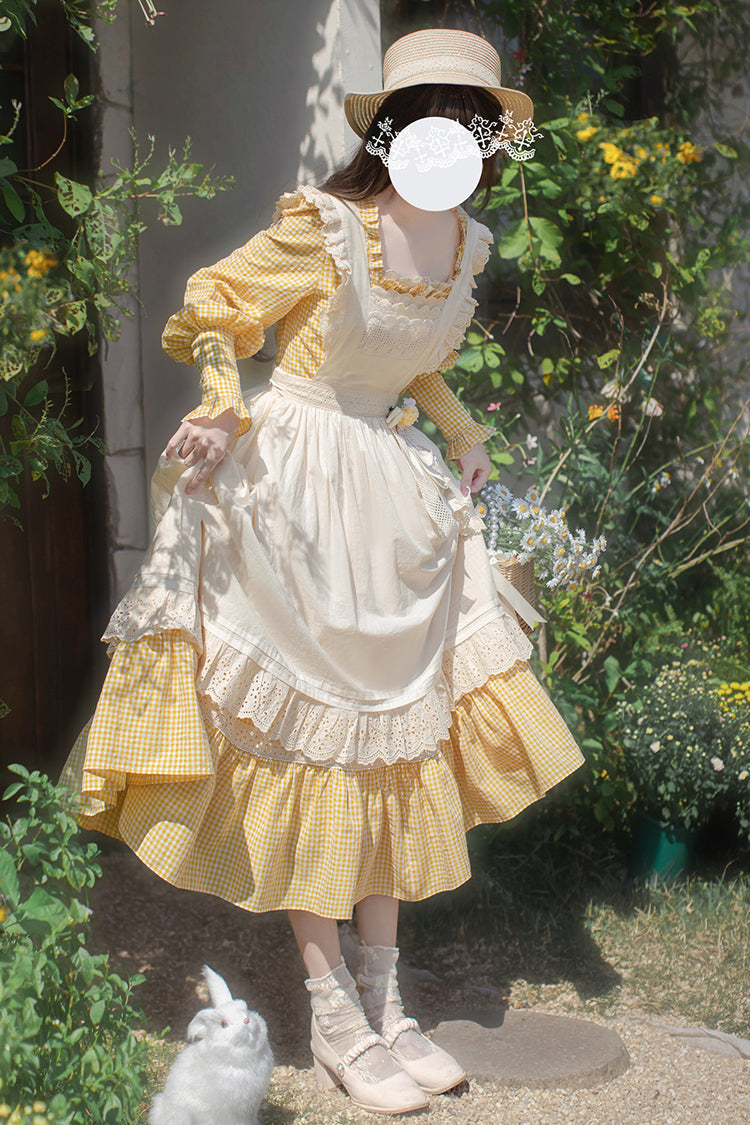 Long Sleeve Floral Ruffle Lace-Up Elegant Lolita Dress