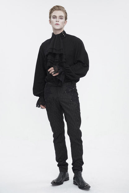 Puff-Sleeve Ruffled Lace Gothic Shirt for Men