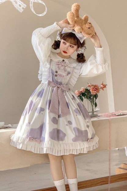 Cow Print Ruffled Bow Lolita JSK in Multiple Colors
