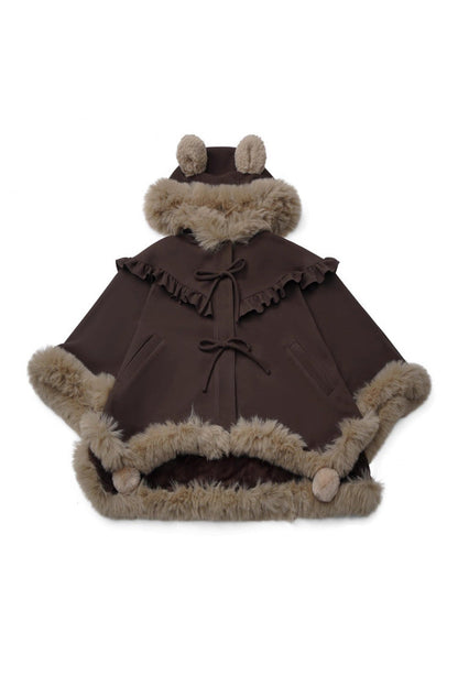 Fluffy Bear Sleeveless Ruffle Bow Sweet Lolita Strap Dress