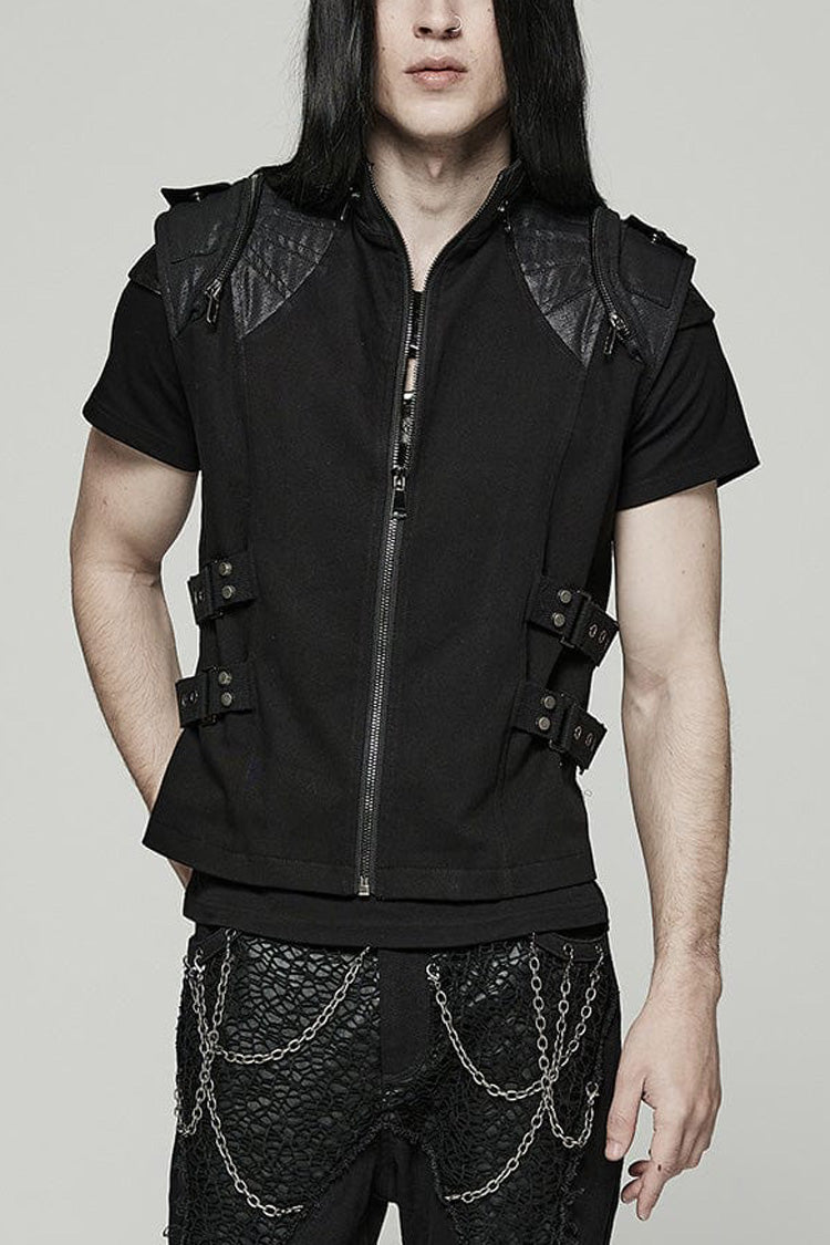 Steampunk Vest with Webbing and Stitching for Men