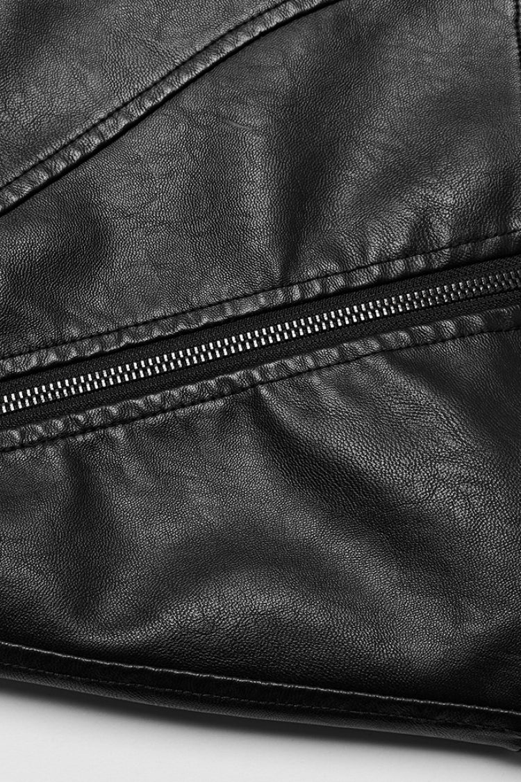 Side Zipper Faux Leather Steampunk Skirt with Buckle - Two Colors