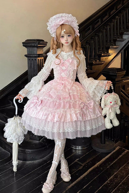 Blush Doll-Style Sleeveless Ruffled Lace Daily Dress