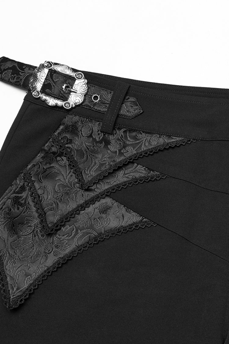 Punk Pants for Men with Black Jacquard and Buckle Accents