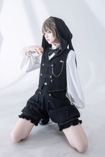 Ivory Anxious Rabbit Long-Sleeve Ouji Gothic Lolita Blouse