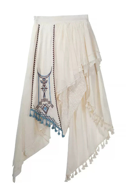 Dune Shadow Seeker Irregular Vintage Lolita Skirt Set - Embroidered Ruffled