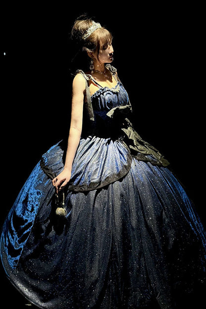 Galaxy of Fallen Tears Glitter Ruffle Asymmetric Sweet JSK