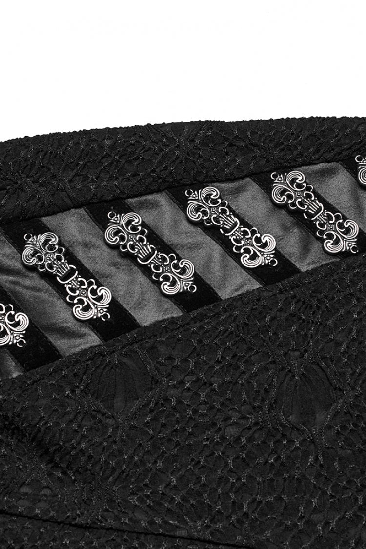 Mesh Button Decor Slim Gothic Leggings for Women