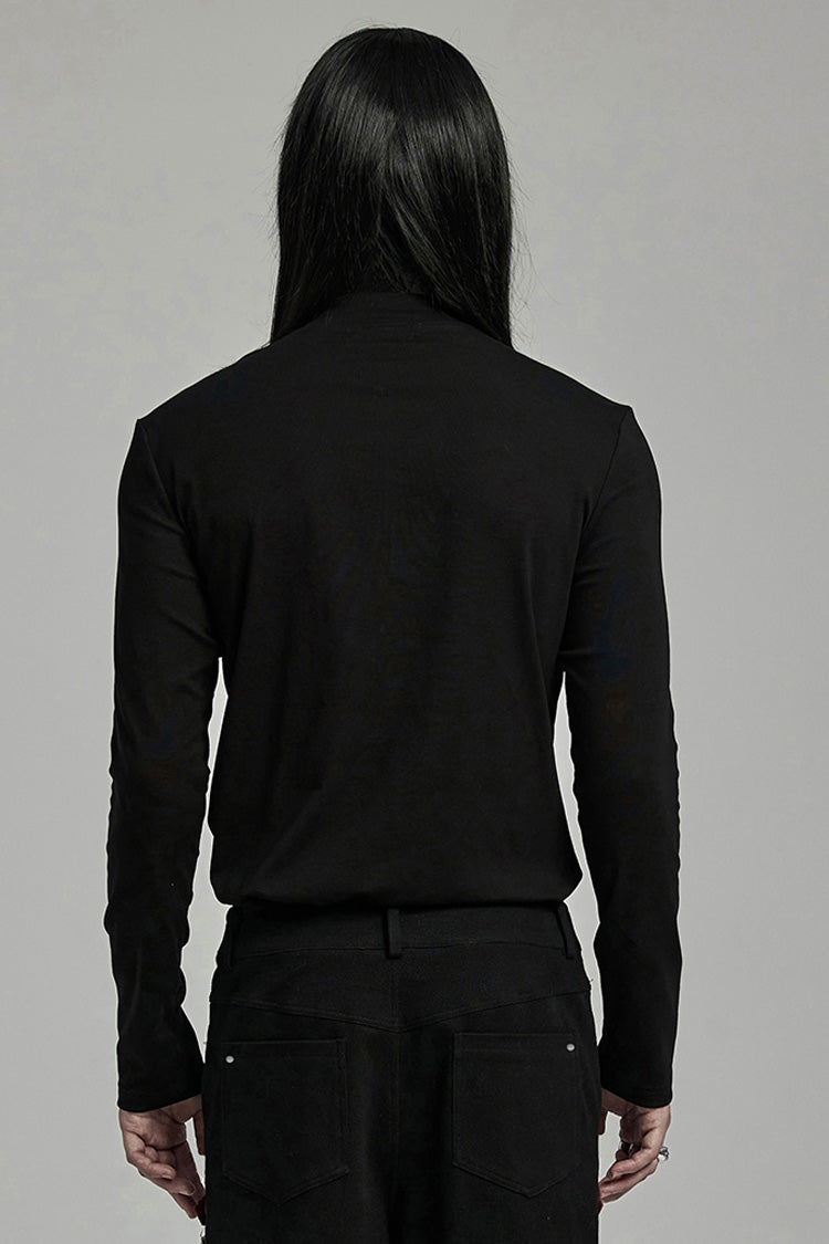 Ebony Long-Sleeve Lace-Up Ripped Men's Punk Blouse