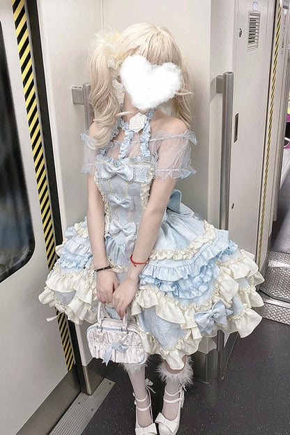Heart of Butterfly Embroidery Ruffle Ballet Lolita JSK Set