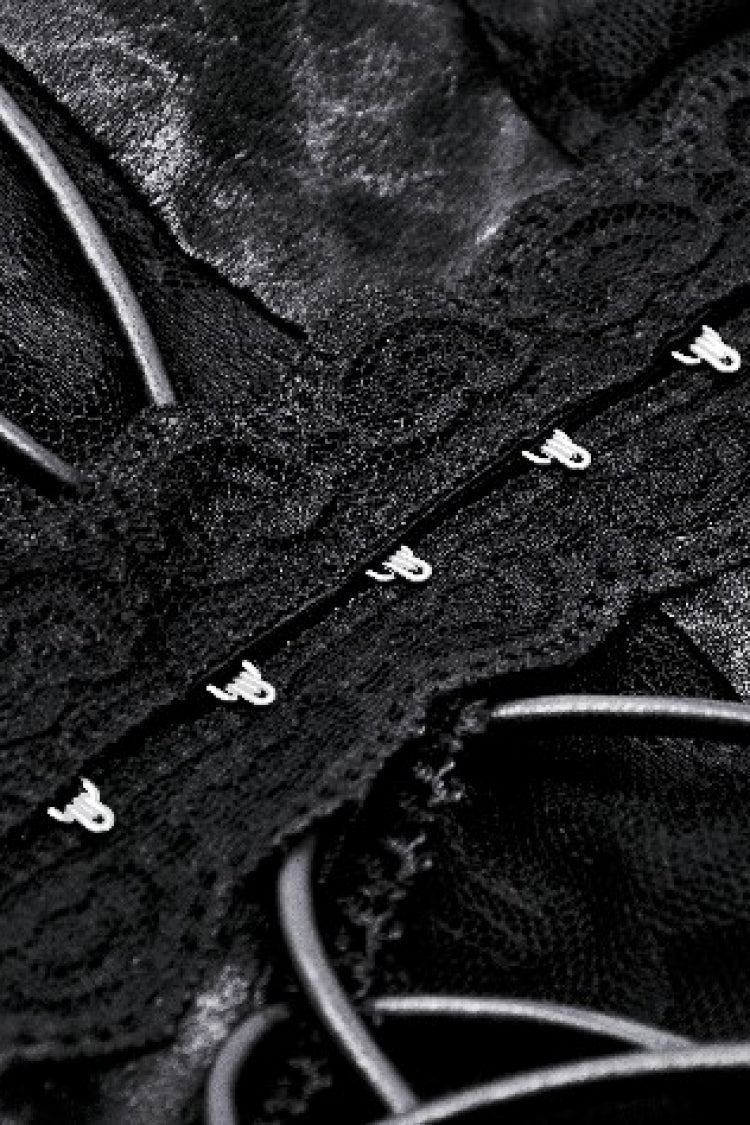 No-Sleeve Lace Trim Side Corset Top