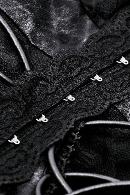 No-Sleeve Lace Trim Side Corset Top