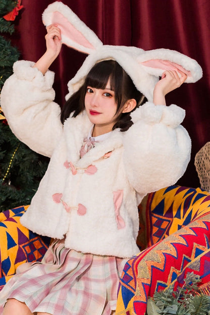 Ivory Winter Long-Sleeve Rabbit Ear Sweet Lolita Coat