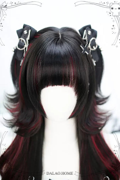 Crimson & Obsidian Slightly Curly Long Sweet Lolita Wigs