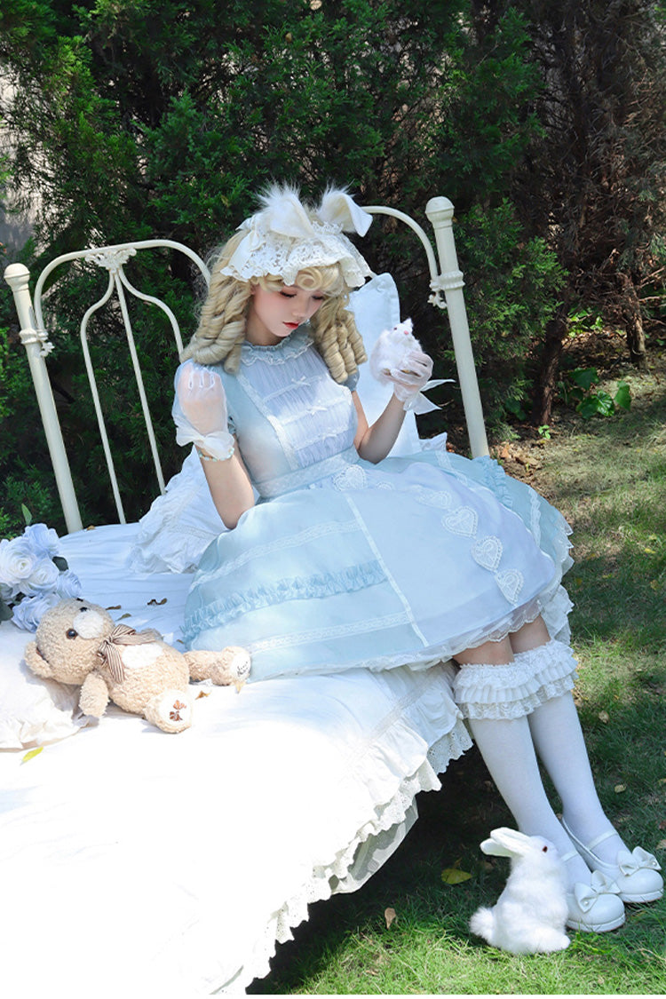 Princess-Style JSK Dress with Bowknot Cardigan and Short Sleeves in Two Colors - RoyalSweet