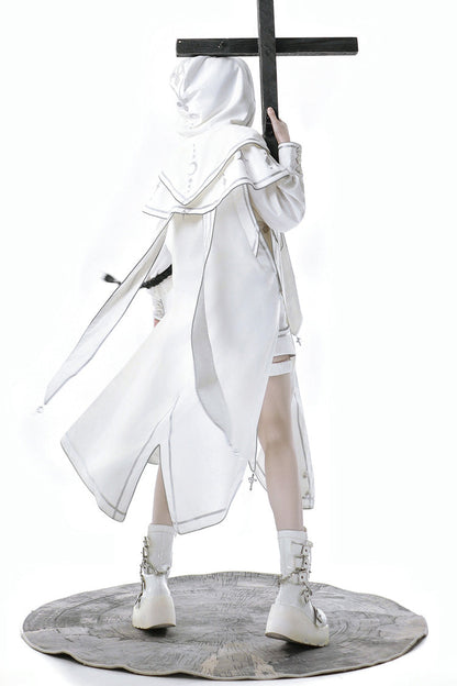 Ivory Futuristic Mechanical Print Ouji Lolita Cape