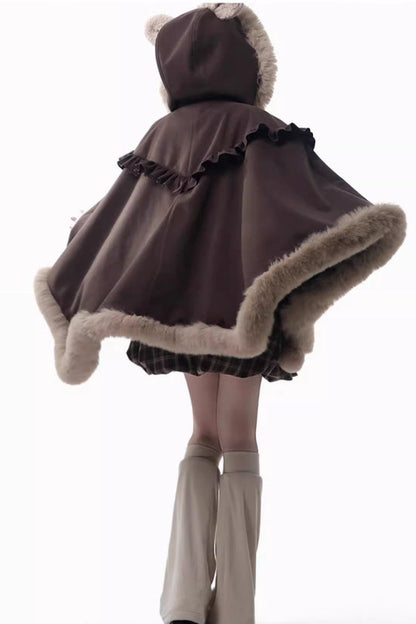 Fluffy Bear Sleeveless Ruffle Bow Sweet Lolita Strap Dress