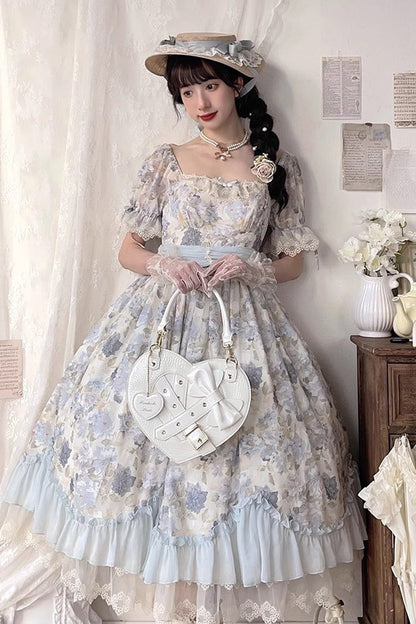 Heart-Shaped Bowknot Buckle Gothic Lolita Handbag for Tea Time in Two Colors - MysticMeadow