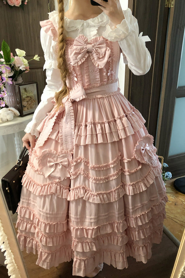 Blush Multi-Layered Ruffle Bow Sweet JSK - Heart In Love