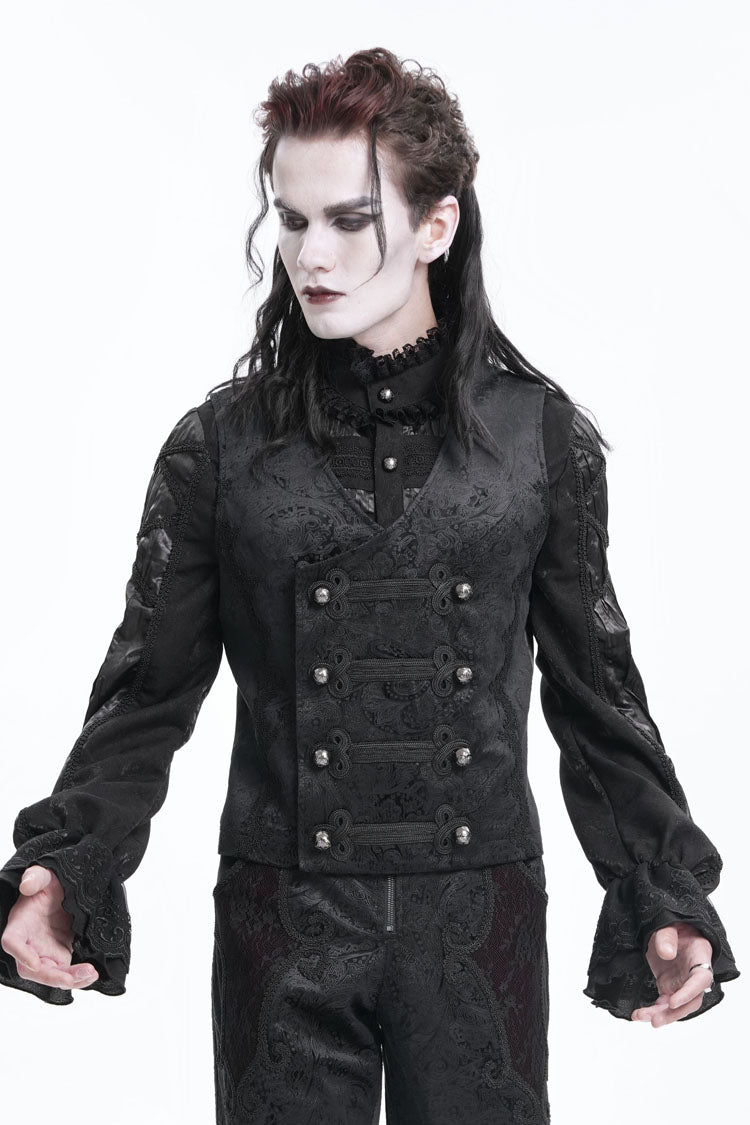 No-Sleeve Floral Buckle Men's Gothic Waistcoat
