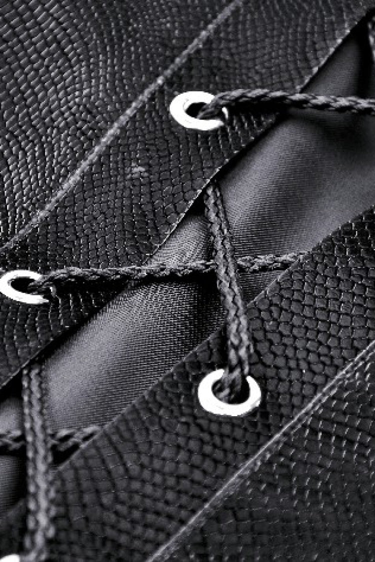 Ebony Long-Sleeve Lace-Up High-Low Faux Leather Gothic Jacket
