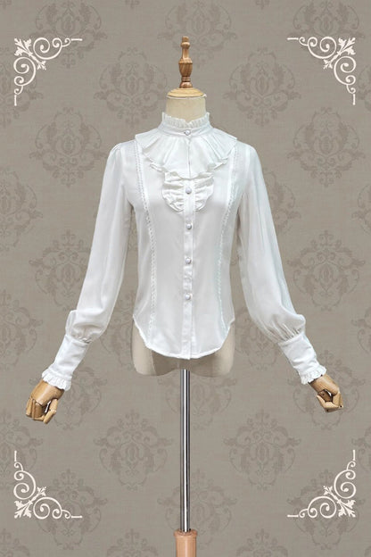 Stand Collar Long Sleeve Sweet Vintage Lolita Blouse in Moonlight Song