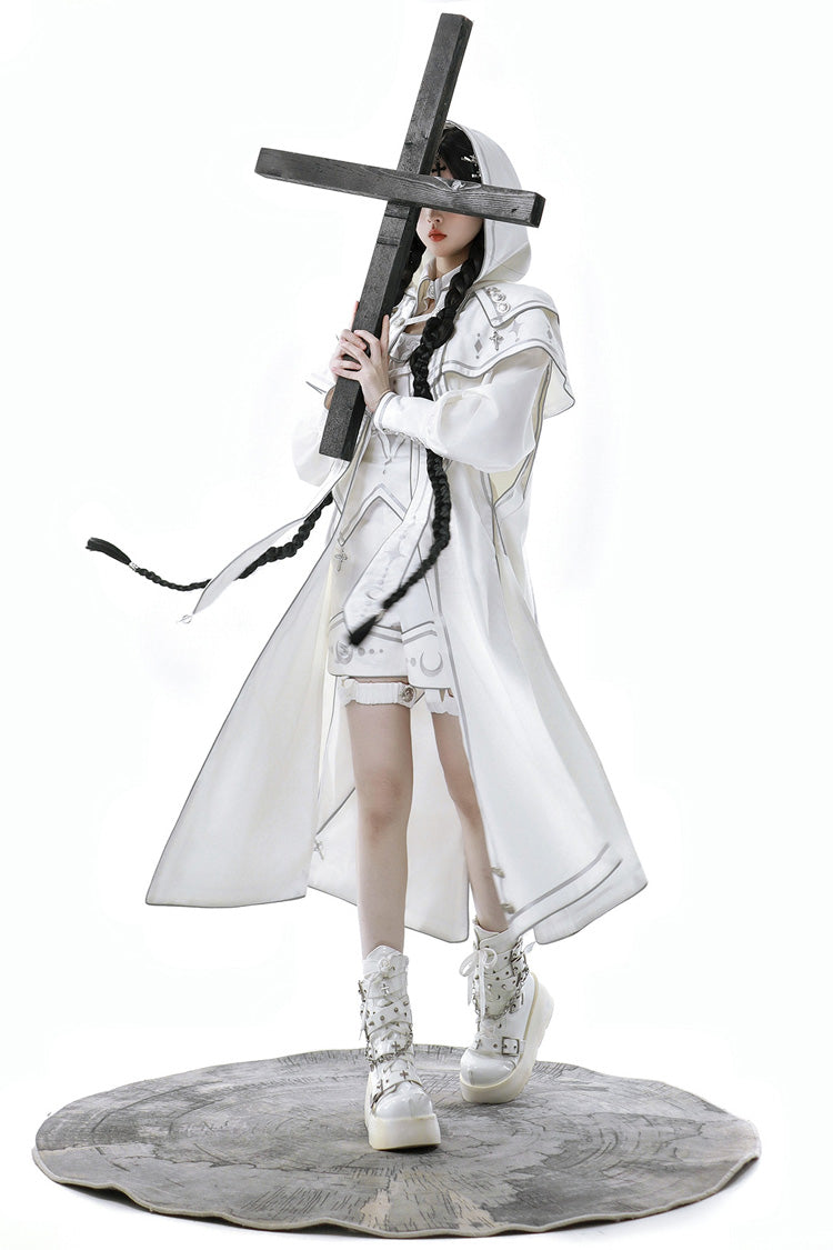 Ivory Futuristic Mechanical Print Ouji Lolita Top
