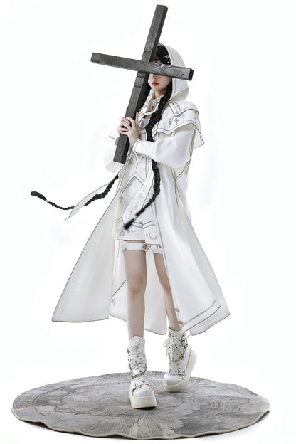 Ivory Futuristic Mechanical Print Ouji Lolita Cape