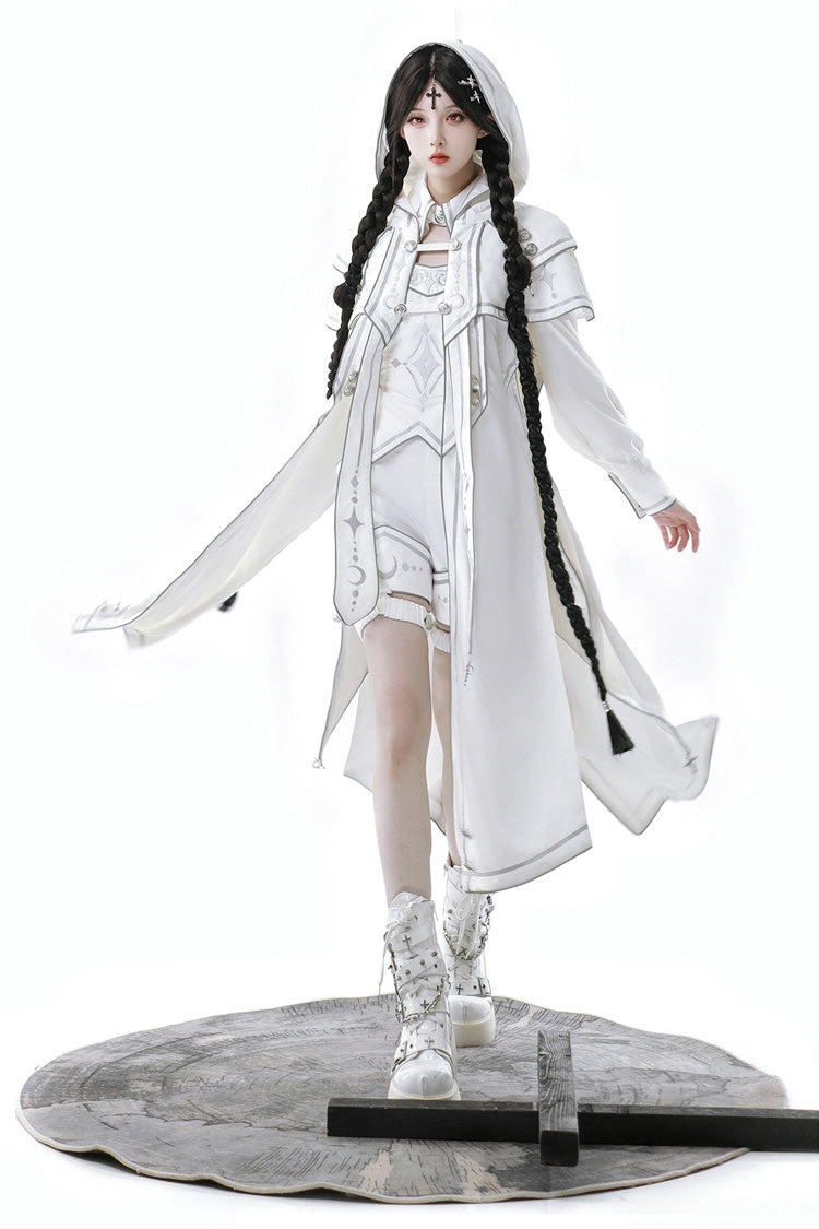 Ivory Futuristic Mechanical Print Ouji Lolita Shorts