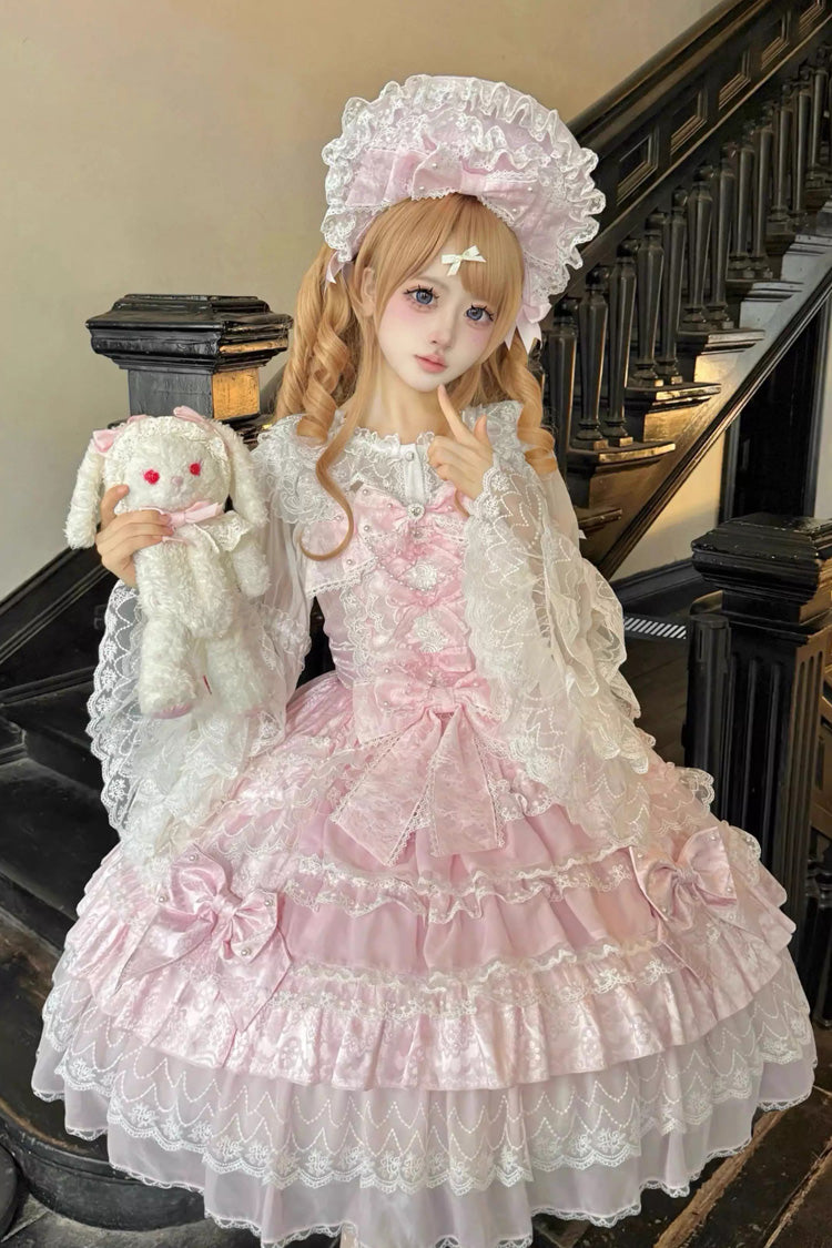 Blush Doll-Style Sleeveless Ruffled Lace Daily Dress