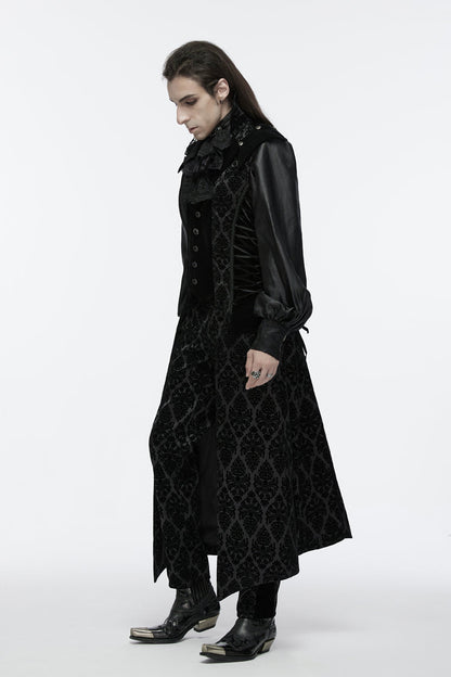 No-Sleeve Floral Lace-Up Men's Gothic Waistcoat
