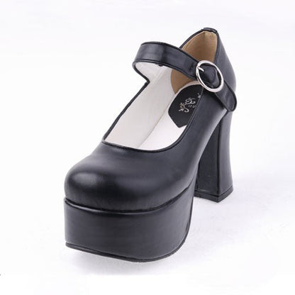 Round-Toe Platform PU Lolita Shoes in Black