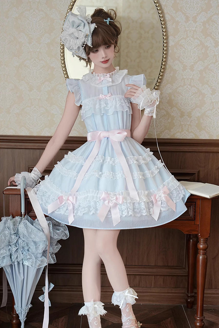 Frosted Cake Stand Collar Ruffle Lace Japanese Princess Dress