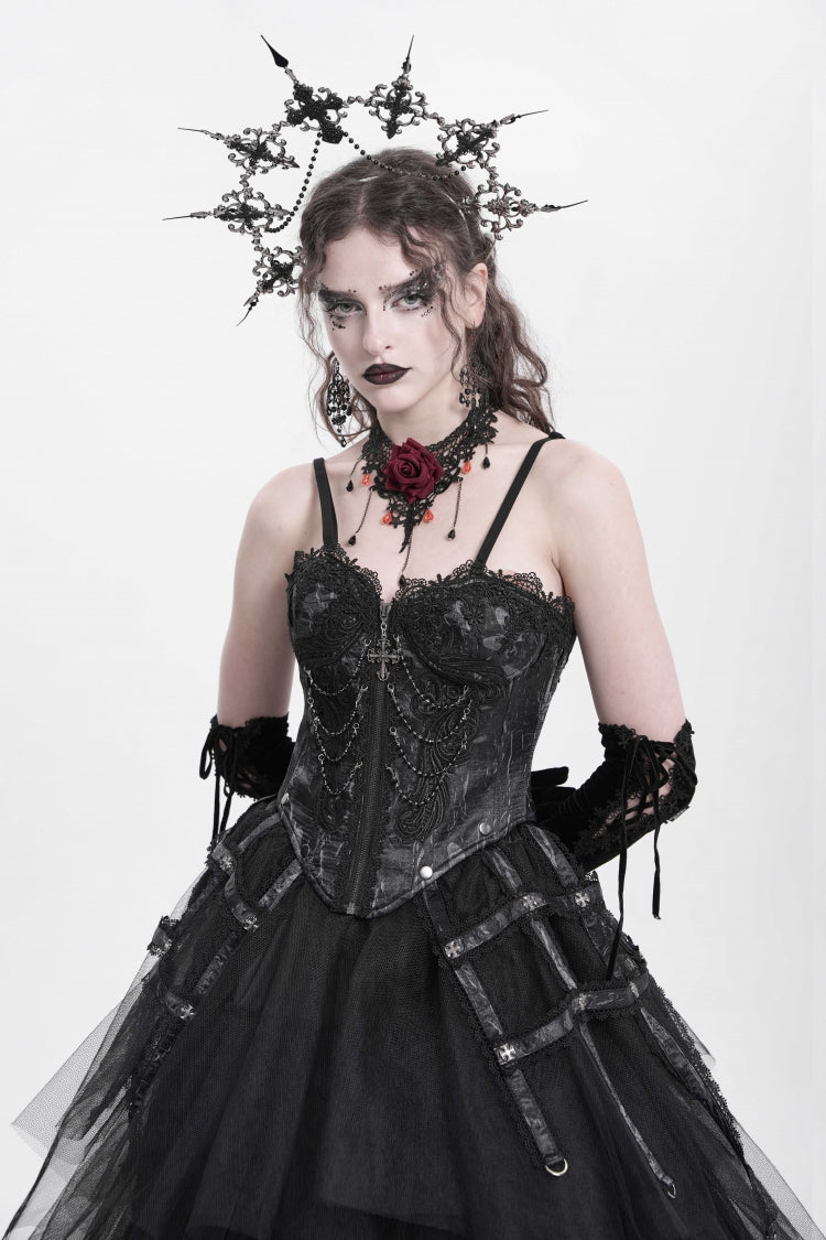 No-Sleeve Embroidery Chain Gothic Waistcoat