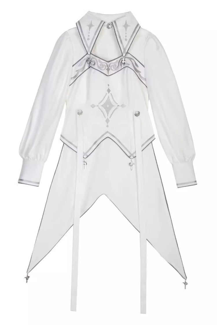 Ivory Futuristic Mechanical Print Ouji Lolita Top