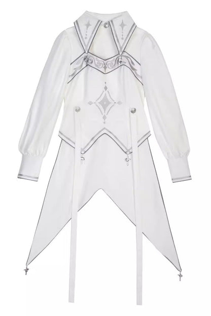 Ivory Futuristic Mechanical Print Ouji Lolita Top