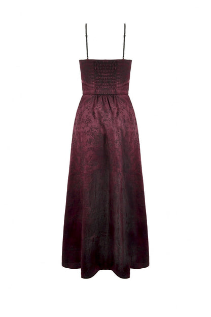 Crimson & Charcoal Rose Layered Tulle Ruffled Goth Evening Gown