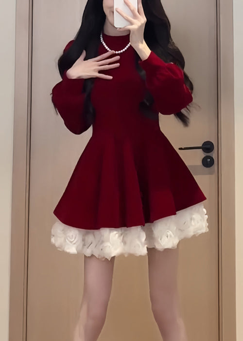 Velvet Simple Black Mid O Dress Spring Neck Silk Solid Patchwork