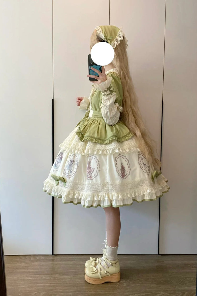 Emerald Ida's Flowers Short-Sleeve Ruffled Bowknot Sweet Dress
