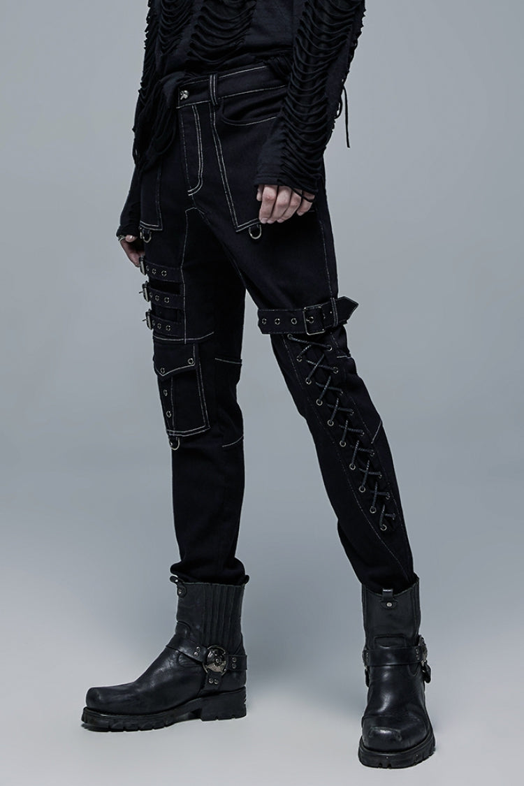 Detachable Steampunk Pants with Multi Pockets and Buckles