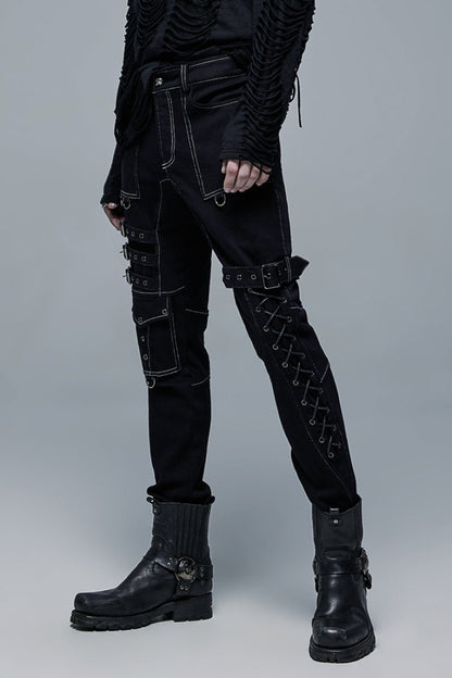 Detachable Steampunk Pants with Multi Pockets and Buckles