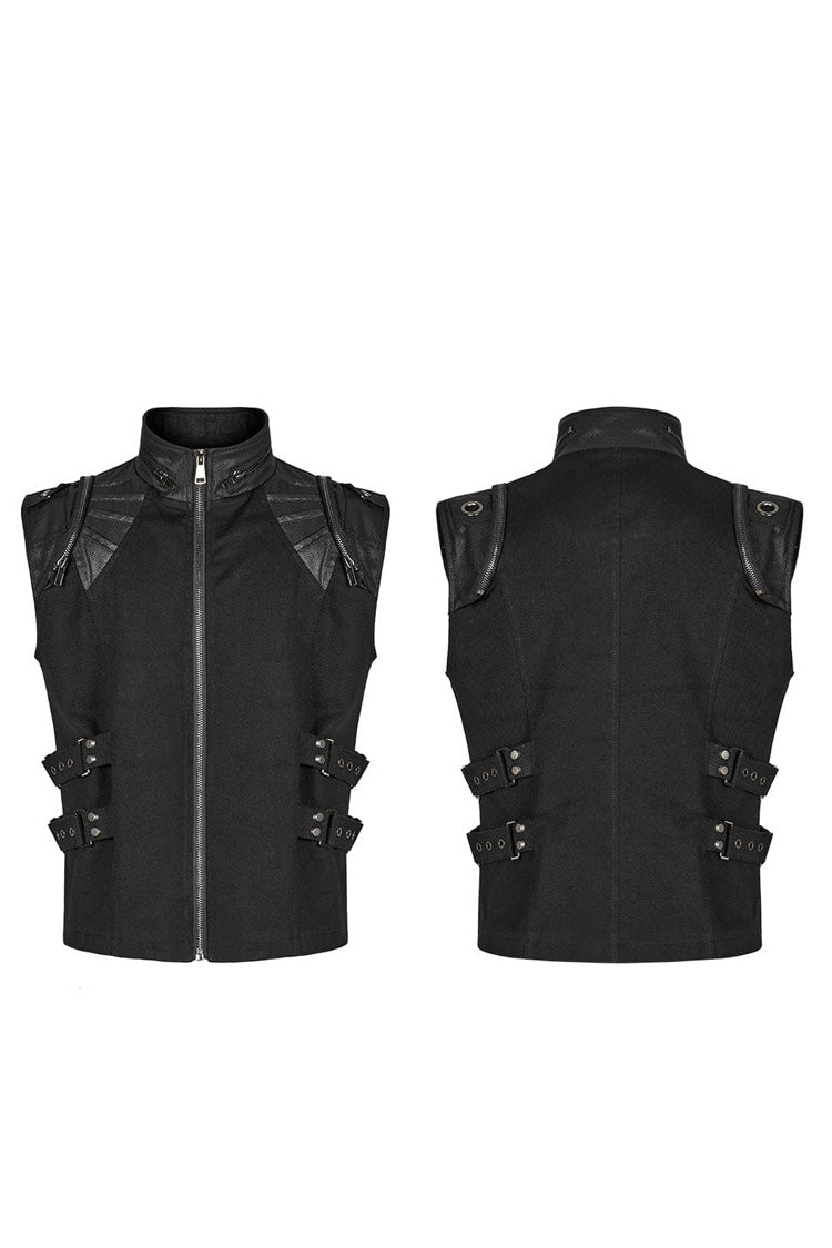 Steampunk Vest with Webbing and Stitching for Men