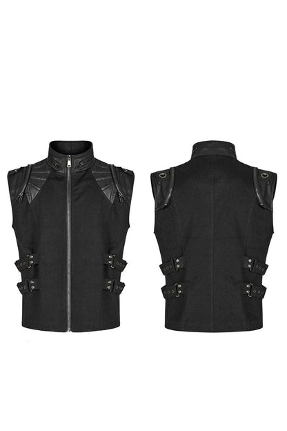 Steampunk Vest with Webbing and Stitching for Men