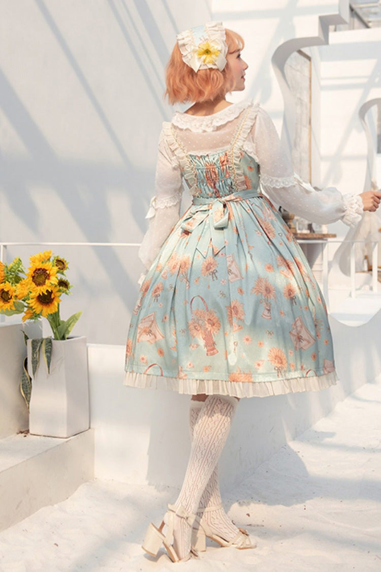 Emerald Sunflower Sleeveless Ruffled Bow JSK Lolita Dress