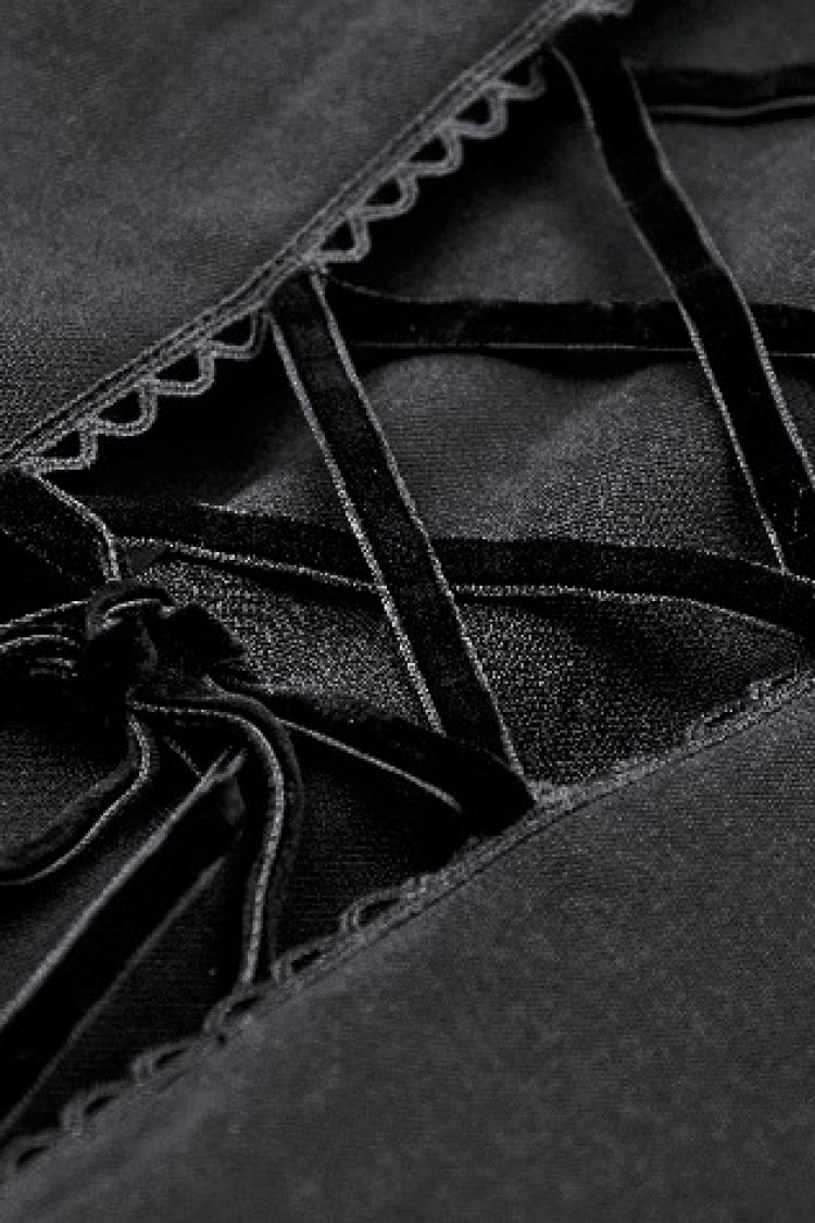 Hooded Punk Jacket with Ruffled Lace-Up Front for Women