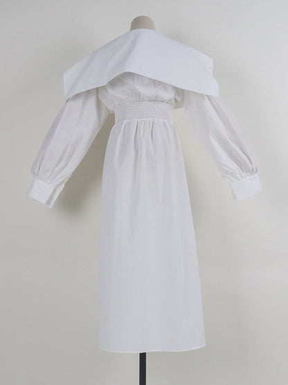 Pleated Black Asymmetric Lapel Waisted Long High Modern Belted