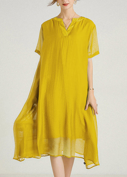 Size Summer Cotton Plus Dresses V Neck Women Green