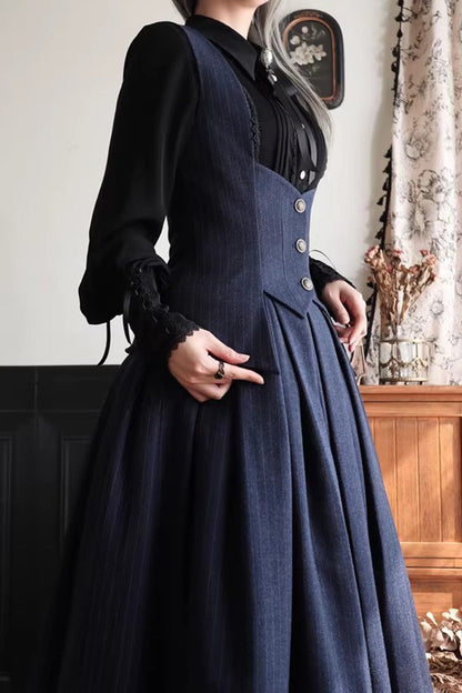 Griffin's Pact Striped Gothic Lolita Skirt Vest Set