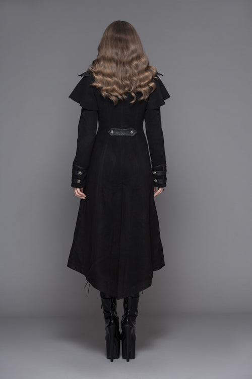 Women's Punk Coats in Woollen Fabric with Game Style Faux Two-Piece Design